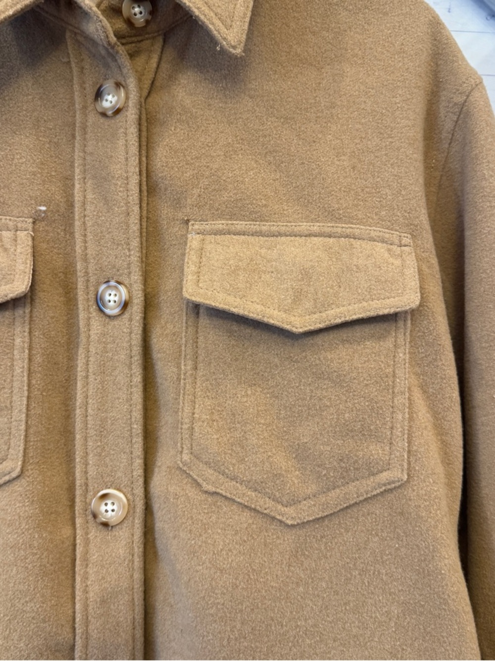 Abercrombie & Fitch Women’s Camel Button Up Shacket Sz S - Picture 3 of 8